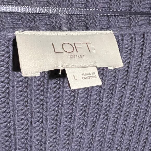LOFT Navy Open Front Ribbed Cardigan Sweater Size Large - Picture 4 of 5